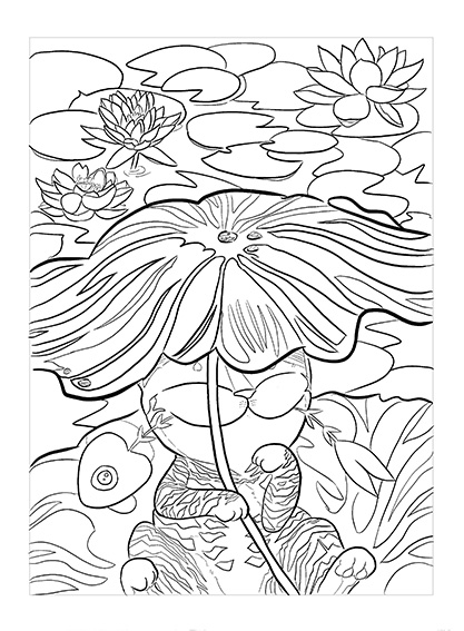 catmaSutra Colouring Book-Under the Lotus Leaf