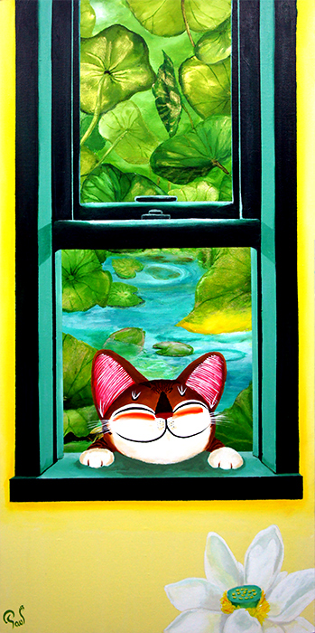 Singapore cat art, A Window Away - Scent