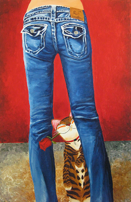 Singapore cat art, Blue Jeans