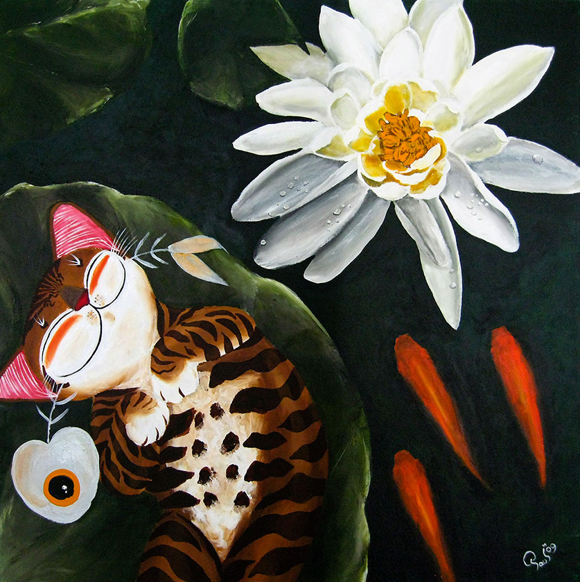 Singapore cat art, Lotus Lullaby