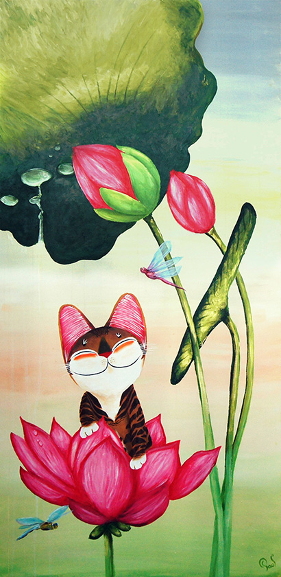 Singapore cat art, Waterwheel/Dragon Wings
