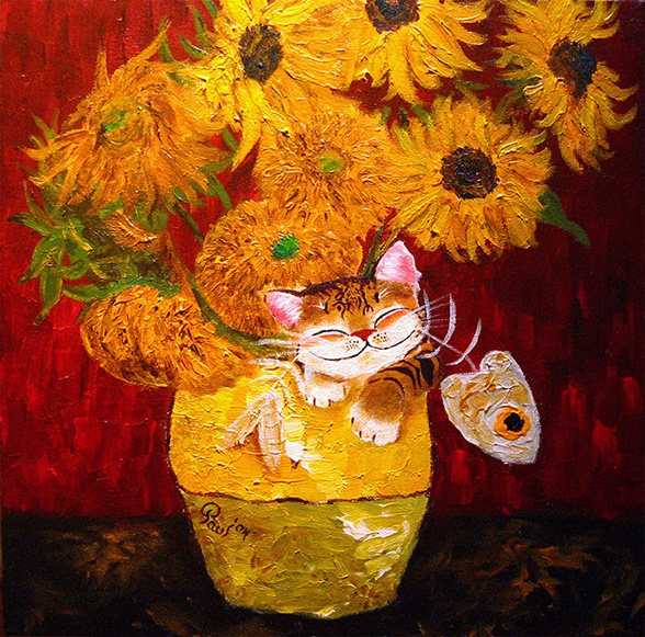 Singapore cat art, Sunflowers