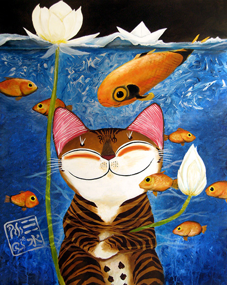 Singapore cat art, Water - 5 Elements