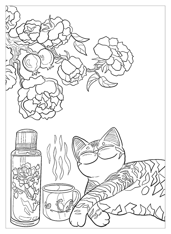 catmaSutra Postcard Colouring Book- What's the Rush? 